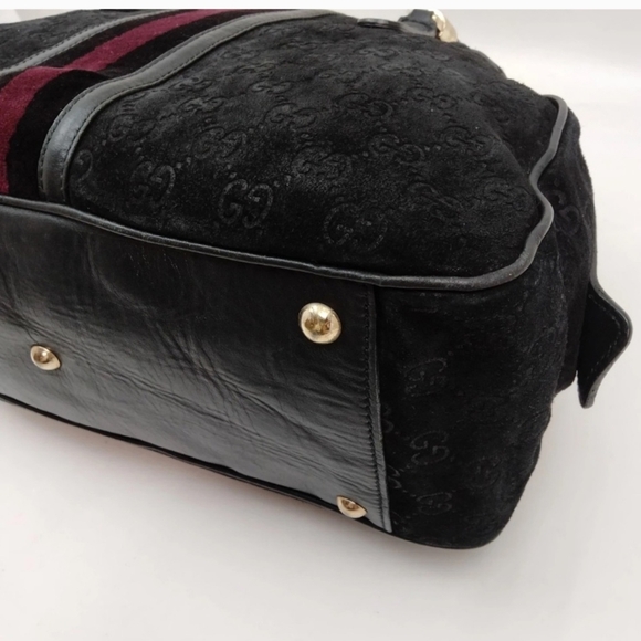 Gucci Sherry Line Black Suede Icon Bag - Picture 6 of 8